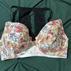 Cacique Multicolor Floral Bra with Black Lace